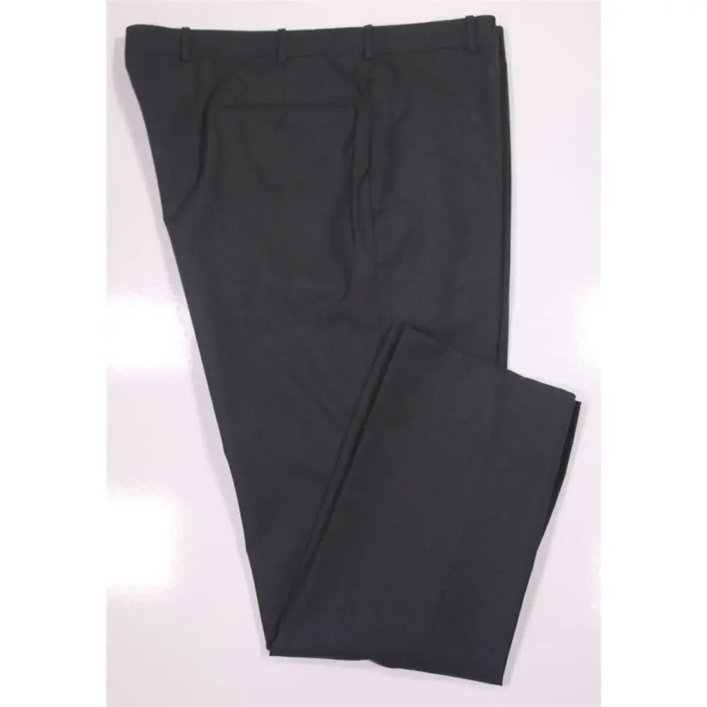 Edgar Pomeroy Bespoke Handmade Charcoal Gray Flat Front Wool Dress Pants 42x30